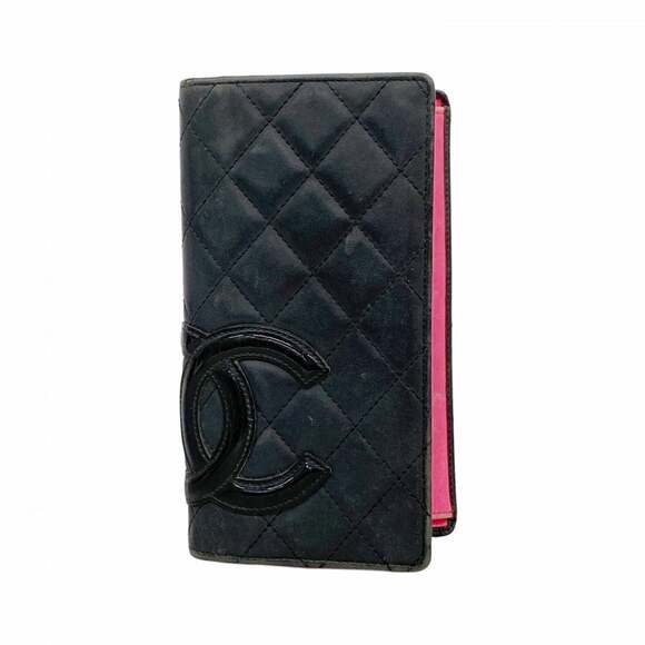 CHANEL Handbags - CHANEL Authentic Black Lambskin Leather Wallet